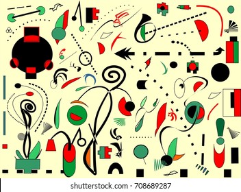 Abstract light yellow background ,inspired by the  painter Miro