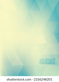 Abstract light yellow background with translucent pale teal triangles. Vertical subtle vector graphic pattern. CMYK colors