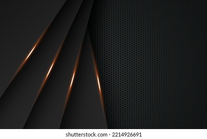 diseño de marco de espacio negro amarillo claro abstracto diseño de triángulo tecnológico concepto de fondo de textura de círculo gris. vector eps10
