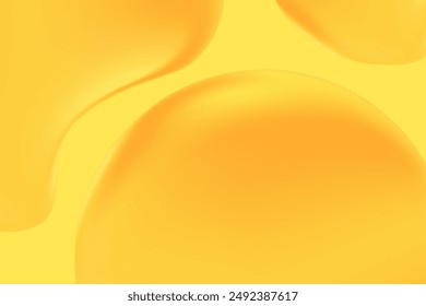 Abstract light yellow, gold holographic liquid blobs, flowing colorful gradient textured background with copy space. Fluid organic forms, smooth fluid honey, gel, collagen, serum. Beauty presentation