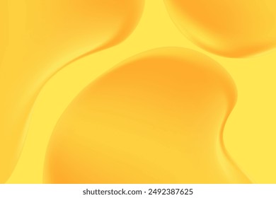 Abstract light yellow, gold holographic liquid blobs, flowing colorful gradient textured background with copy space. Fluid organic forms, smooth fluid honey, gel, collagen, serum. Beauty presentation