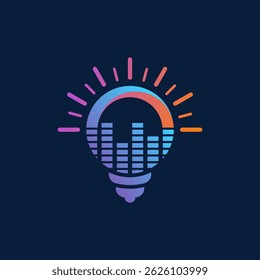 Abstract Lightbulb Audio Equalizer Music Logo Design