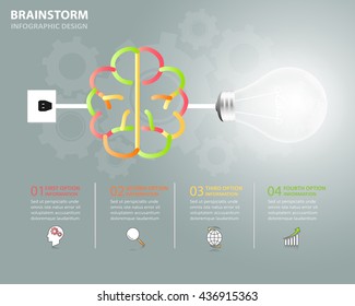 Abstract lightbulb brainstorm Infographic, Business concept infographic 4 options, Can be used for workflow layout, diagram, number options, web design.