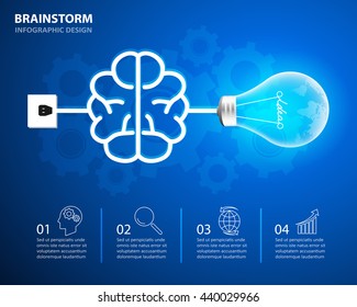 Abstract lightbulb brainstorm Infographic, Business concept infographic 4 options, Can be used for workflow layout, diagram, number options, web design.