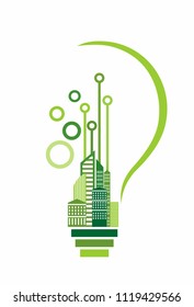 abstract lightbulb with eco city 