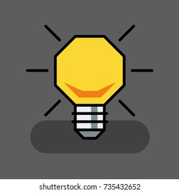 Abstract lightbulb idea icon - Flat line icon on grey background. Vector illustration.