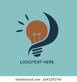 Abstract lightbulb idea logo silhouette, minimalist design.
