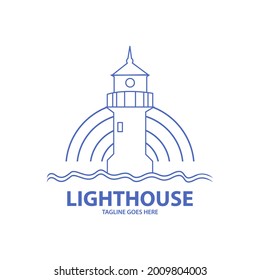 abstract lighthouse logo design template. lighthouse vector illustration.