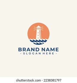 abstract lighthouse logo design vector