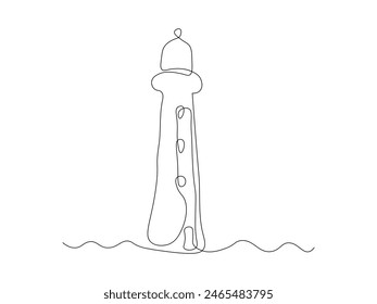 Abstrakter Leuchtturm, Logo, durchgehende Single Line Art Handzeichnung Skizze