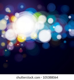 Abstract lighting background, bokeh blue.