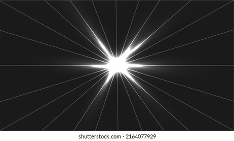Abstract lighting burst effect on dark background. Vector graphic illustration.