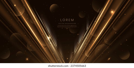 Abstrakter Licht diagonaler Effekt Neon goldenen hellen Strahl auf dunkelbraunem Hintergrund. Preisverleihung für Vorlage und Prämie. Vektorgrafik