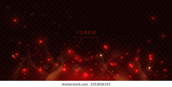 Abstract lighting effect dot neon red light ray on on dark transparent background. Vector illustration