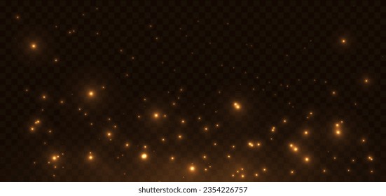 Abstract lighting effect dot neon gold light ray on on dark transparent background. Vector illustration