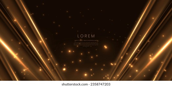 Abstrakter Lichteffekt Punkt-Neon-goldener Lichtstrahl auf dunkeltransparentem Hintergrund. Preisverleihung für Vorlage und Prämie. Vektorgrafik