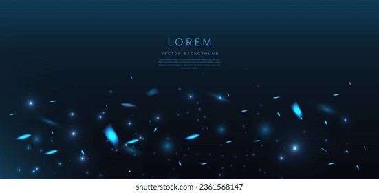 Abstract lighting effect dot neon blue light sparkle on dark blue background. Vector illustration