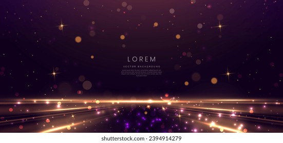 Efecto de iluminación abstracto de rayos de luz de neón púrpura sobre fondo morado. Concepto feliz celebración de navidad feliz. Ilustración del vector