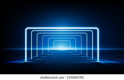 Abstract Lighting effects on stage during the show. blue neon lights Key Door Light technology background Hitech communication concept innovation background vector design. 