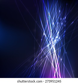Abstract lighting lines medic night blue vector background. Futuristic technology illstration. Dynamic connections. Generation progress background. Healthy lifestyle illustration
