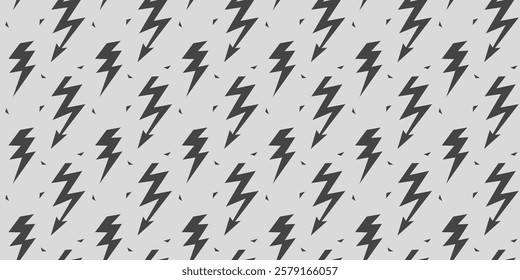 Abstract Lightning bolt patern. Seamless print background. Thunder weather. Vector