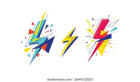 Abstract Lightning Bolts Illustration Bursting with Energetic Colors for Creative Design Projects