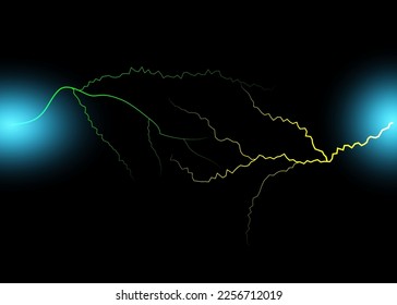 Abstract lightning in the dark background. Vector illustration. 