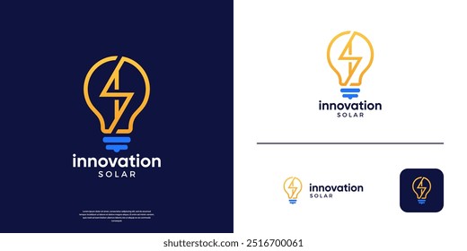 Abstract lightning logo template. Modern solar panel symbol logo vector.