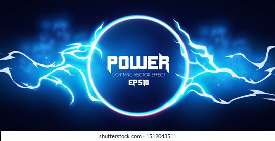 Abstract lightning shining banner. Power design. Electric light. Neon Storm.