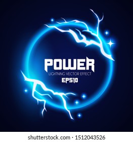 Abstract lightning shining banner. Power design. Electric light. Neon Storm.