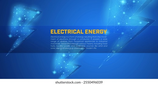 Abstract lightning symbol on a dark blue background, futuristic neon background suitable for illustrations about batteries, electronic devices and electricity.