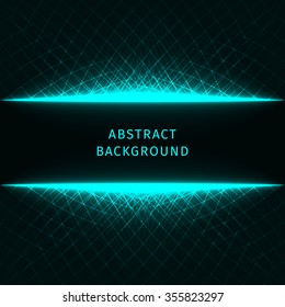 Abstract lights aqua strips on dark background