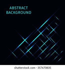 Abstract lights azure strips on dark background