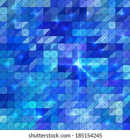 Abstract Lights Blue Black Disco Background. Pixel mosaic vector