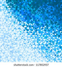 Abstract Lights Blue White Winter Sky or Snow Background. Pixel mosaic vector