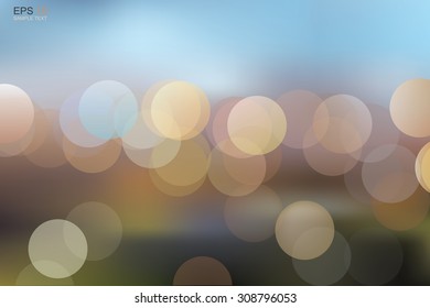 Abstract lights blurred bokeh background. Vector illustration