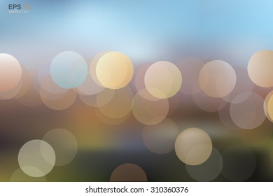 Abstract lights blurred bokeh background. Vector illustration.