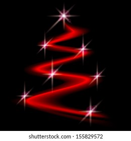 abstract lights as christmas tree on the dark background