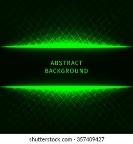 Abstract lights green strips on dark background