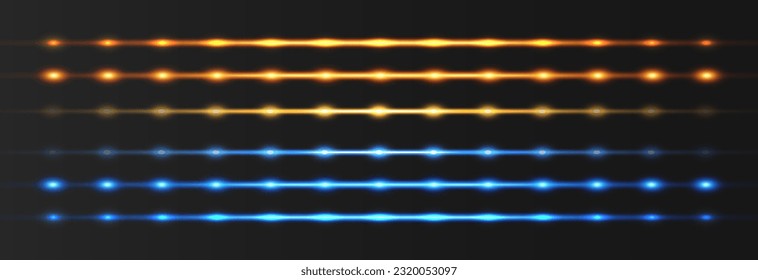 Abstract lights lines on png. Vector laser beams. Glowing streaks on dark background. Luminous neon lines isolated on trasparent backgound.