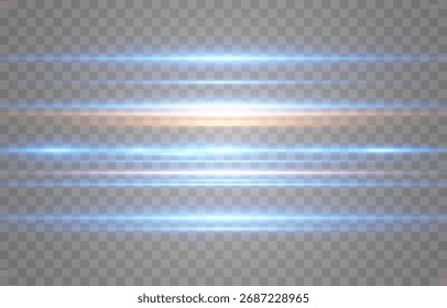 Líneas de luces Abstractas png. Vector de rayos láser. Vetas brillantes, líneas de neón luminosas aisladas sobre fondo transparente.