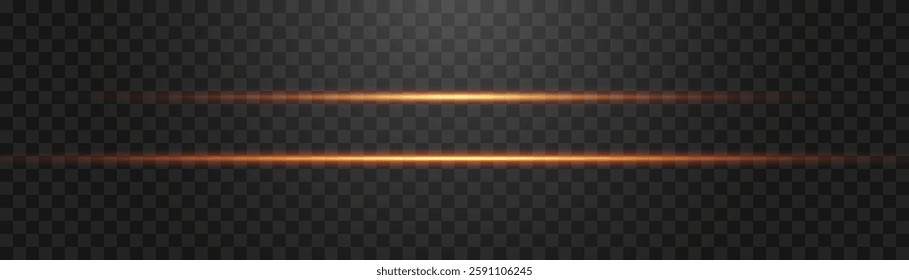 Abstract lights lines, vector laser beams on png. Glowing streaks on dark background. Luminous neon lines isolated on trasparent backgound.