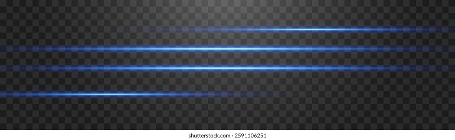 Abstract lights lines, vector laser beams on png. Glowing streaks on dark background. Luminous neon lines isolated on trasparent backgound.