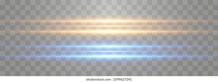 Abstract lights lines, vector laser beams on png. Glowing streaks on dark background. Luminous neon lines isolated on trasparent backgound