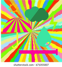 Abstract Lights.Pattern with stripes.Geometric background.color shapes for your message,Business or tech presentation.vector illustration with weather icons.