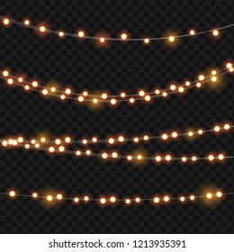 Abstract Ligth Bulb Garland on Transparent Background Vector Illustration EPS10