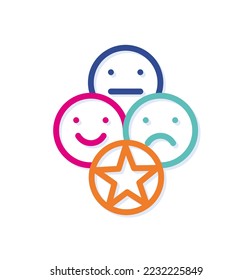 Abstract like buttons logo icon. Face expressions . Modern lines with new pop art colors. Bold line clean style template set