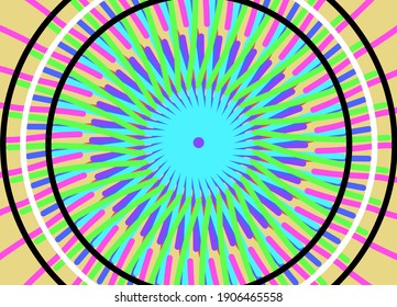 Abstrakt wie ein Kaleidoskop, bestehend aus einer Kombination von farbigen Linien für den Hintergrund oder Verweis auf die Tapete des Hauses