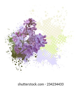 Abstract lilac with spots of paint. Vector
