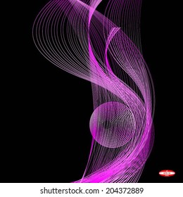 abstract lilas wave on black background vector